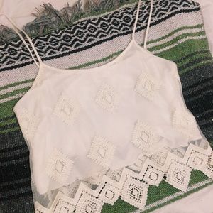 Pins and Needles White Lace/Mesh Tank